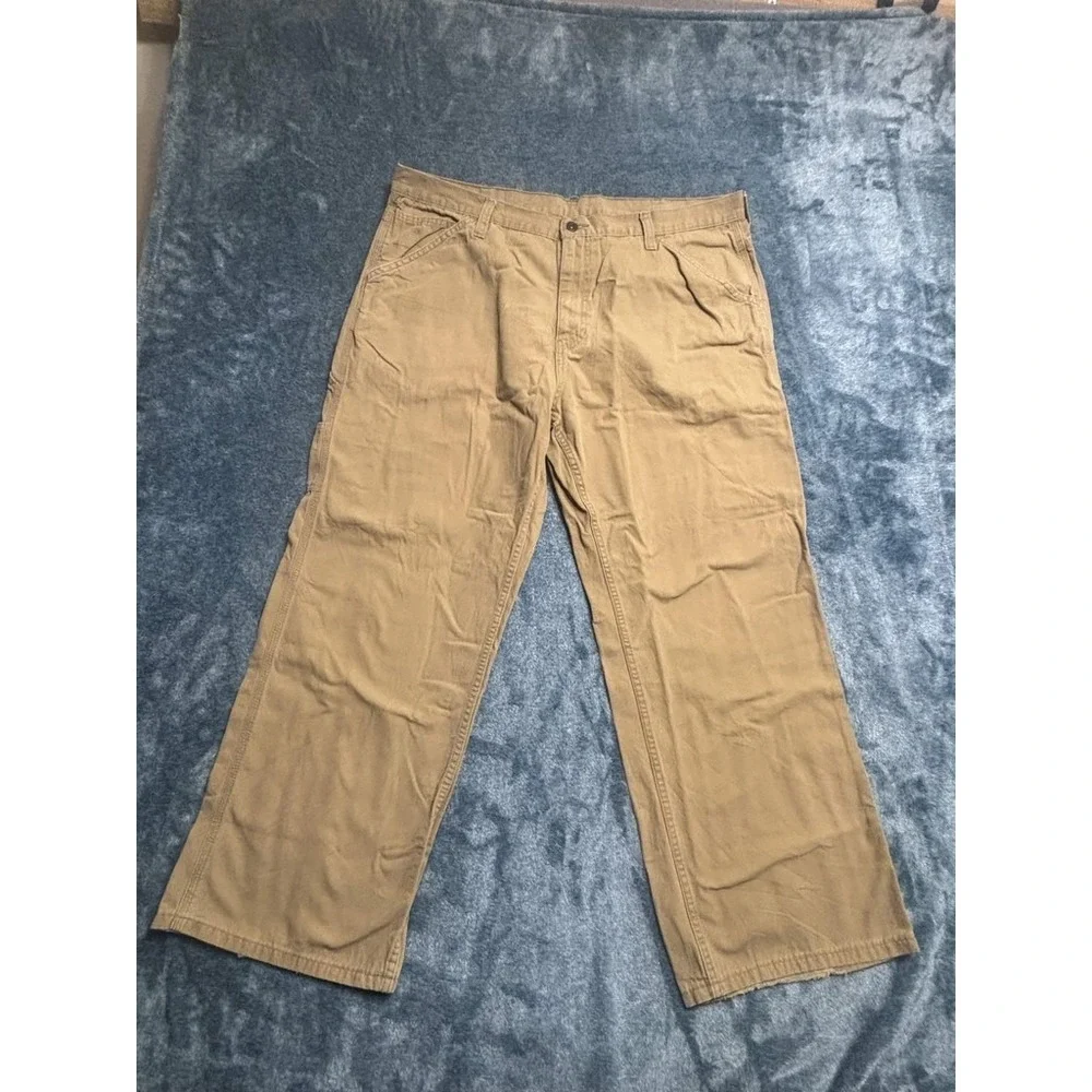 Faded Glory Carpenter Utility Pants 40x30 Tan Cotton Hammer Loop